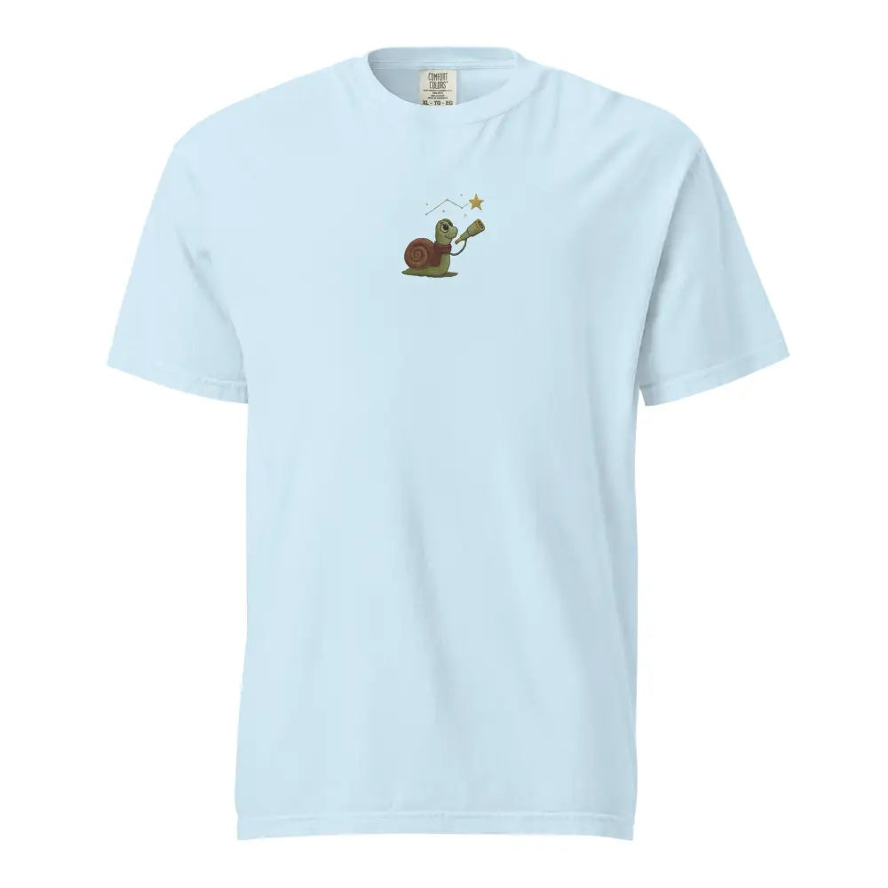 Light blue embroidered star gazer snail tee by Trini Skies