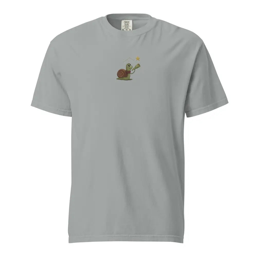 Embroidered Star Gazer Snail Tee in grey from Trini Skies