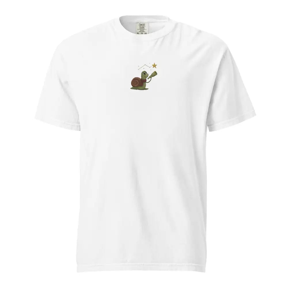 Embroidered Star Gazer Snail Tee by Trini Skies on breathable shirt
