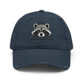 Black distressed embroidered Trash Panda Life dad hat – funny raccoon adjustable cotton cap