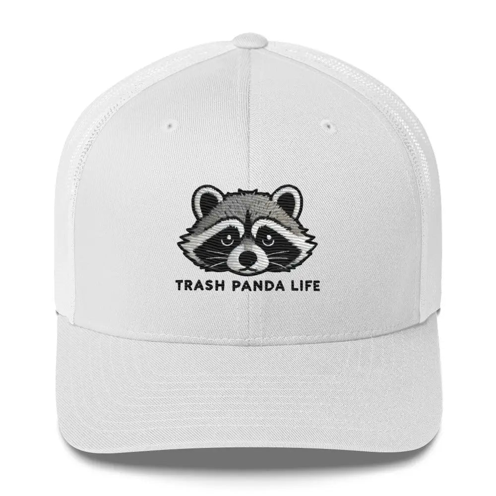 Embroidered trash panda wildlife trucker hat color options – funny raccoon mesh back caps