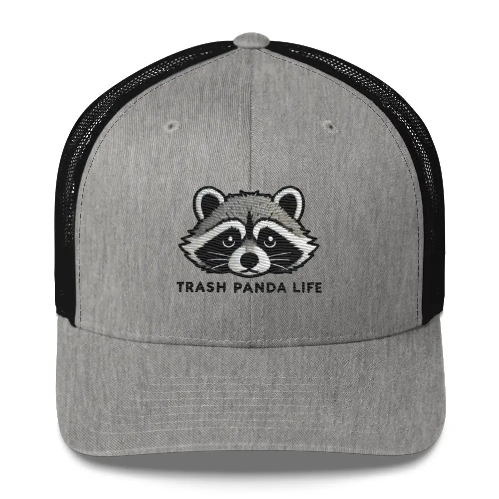 Navy embroidered Trash Panda Life trucker hat – funny raccoon wildlife mesh back cap