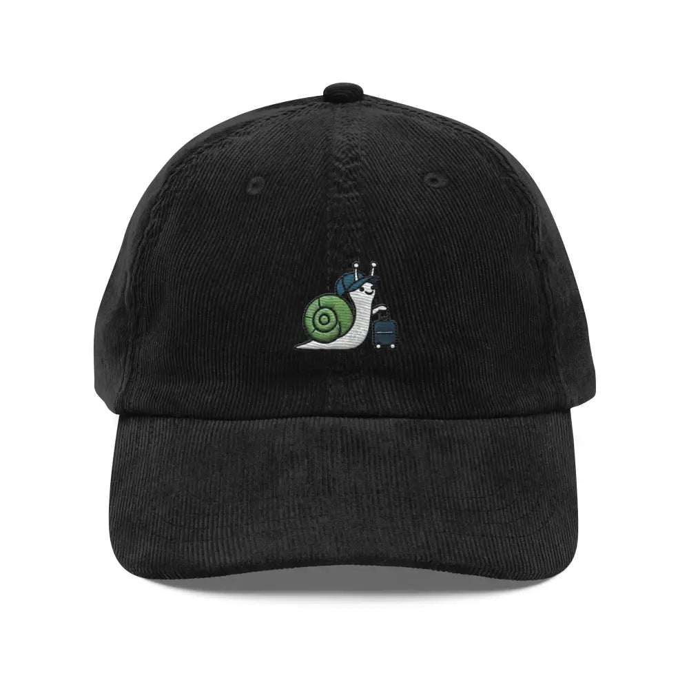 Trini Skies embroidered traveling snail vintage corduroy hat