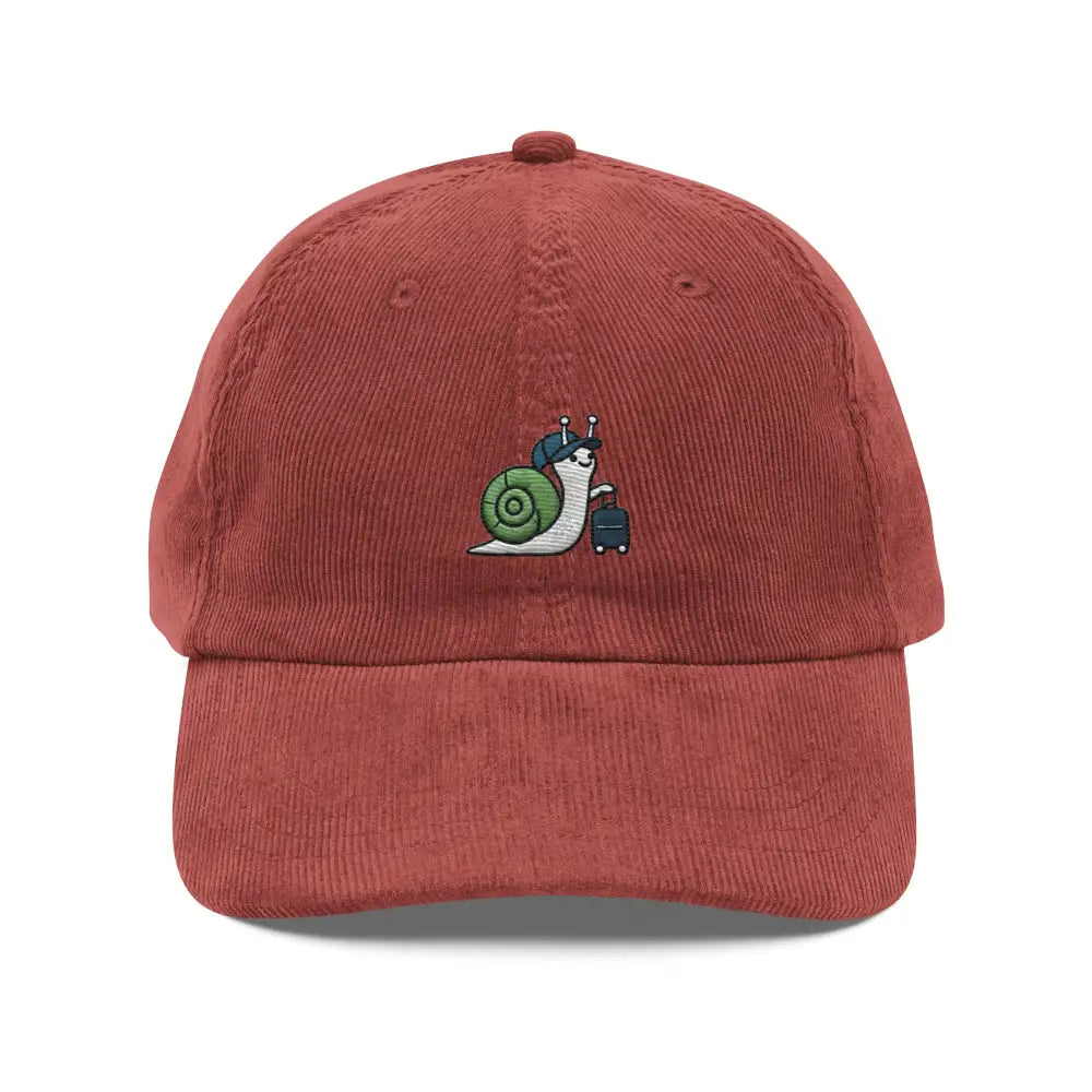Trini Skies embroidered traveling snail vintage corduroy hat