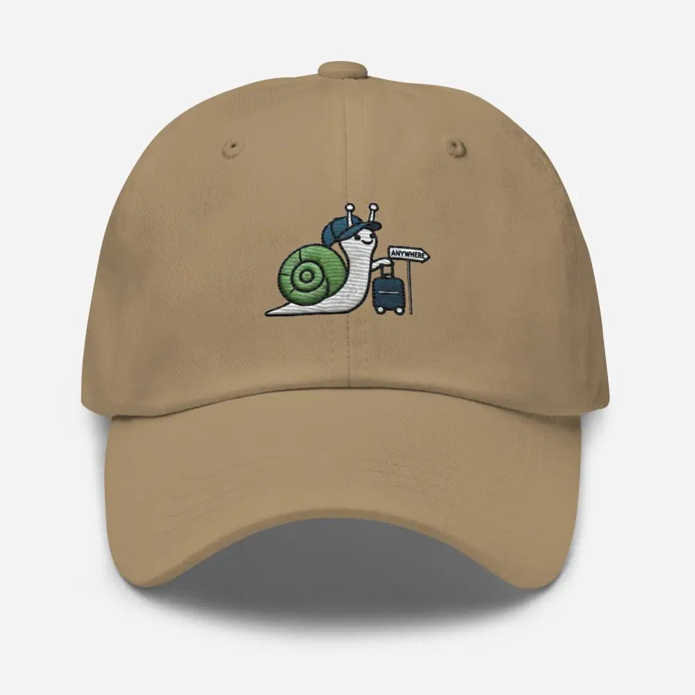 Traveling snail dad embroidered corduroy cap with suitcase snail