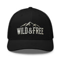 Embroidered Wild Free Mountain Trucker Hat by Trini Skies