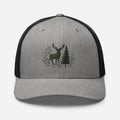 Heather black embroidered wildlife deer trucker cap – mesh back adjustable hunting hat