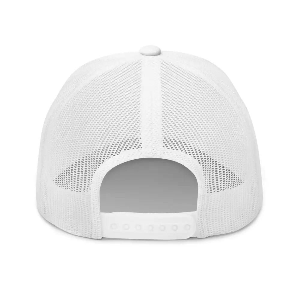 White Wish Me Luck Shamrock Clover Trucker Hat with Mesh Back