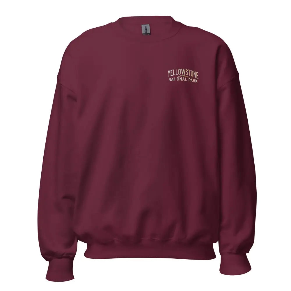 Embroidered Yellowstone National Park unisex maroon crew-neck sweatshirt