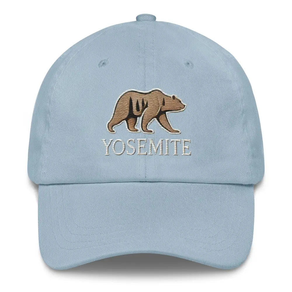 Light blue embroidered Yosemite wildlife bear dad hat – National Park outdoor cap