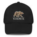 Black embroidered Yosemite wildlife bear dad hat – National Park adjustable cotton cap