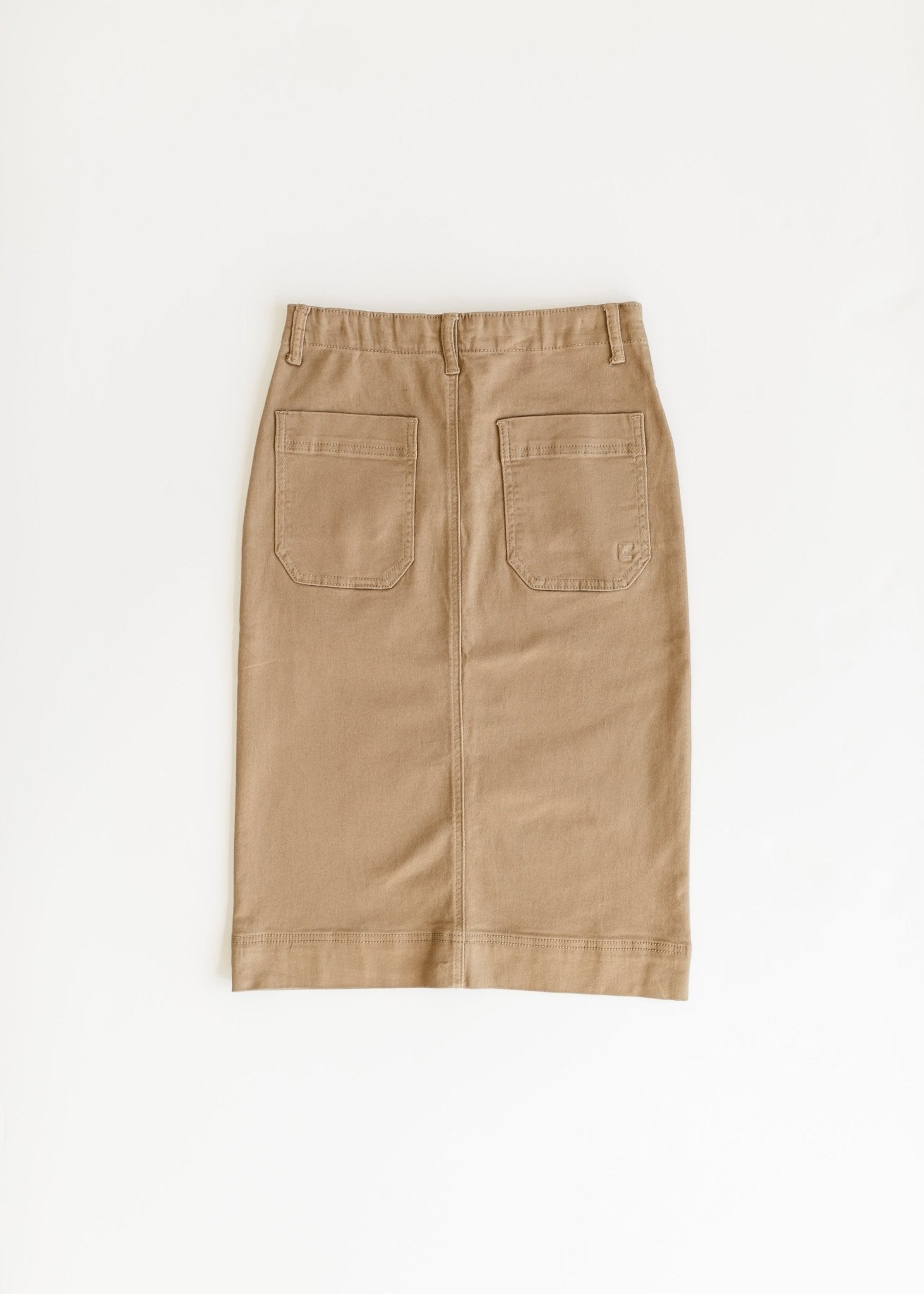 Erica Cotton Twill Midi Skirt – Classic Stretch Modest Skirt with Length Options - Triniskies