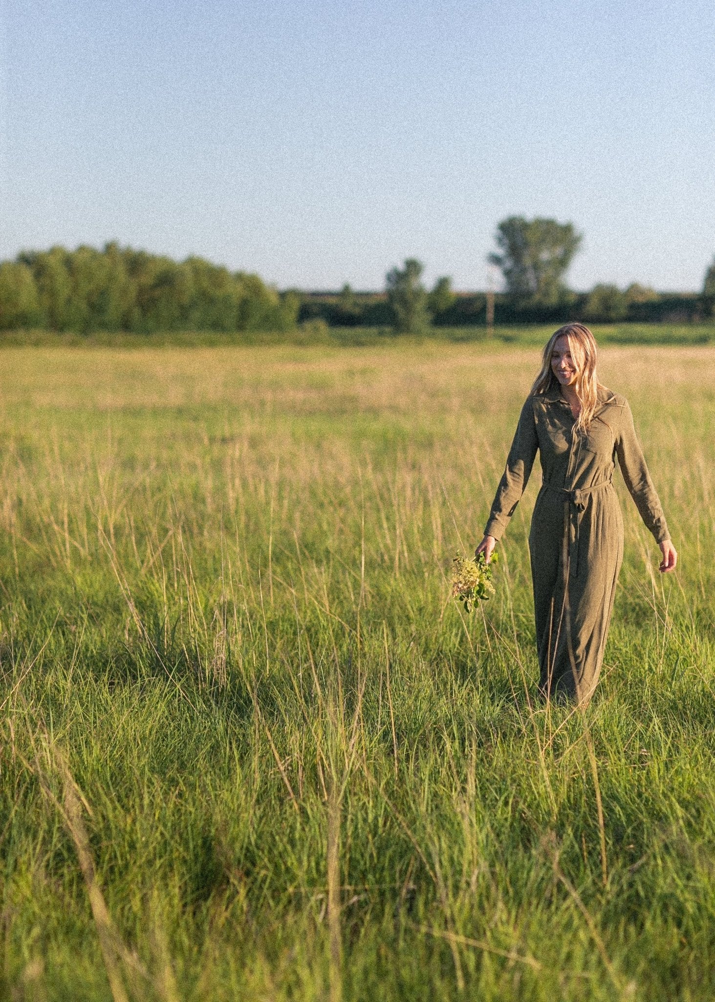 Essential Linen Shirt Dress – Long Sleeve Button - Front with Belt - Triniskies
