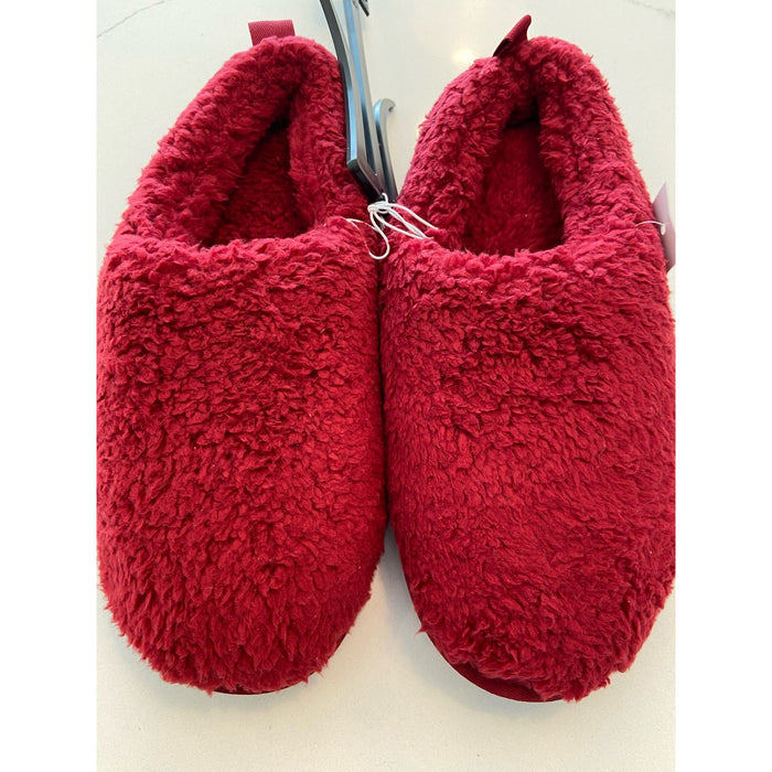 "Sonoma Red Fuzzy Slippers - Comfort Cushion, Size Medium (7-8)"