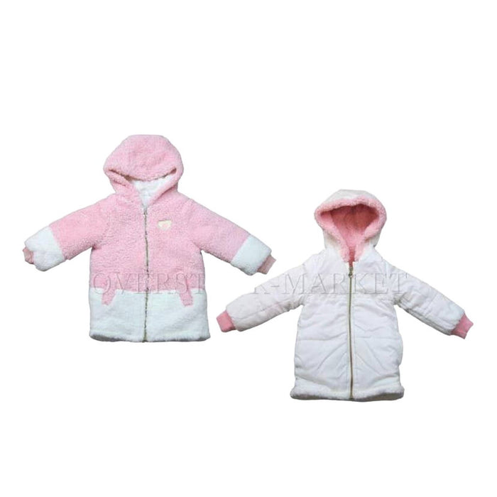"Skechers Baby Girls' Heavy Sherpa Jacket, Pink/White, Size 3T" K21 *