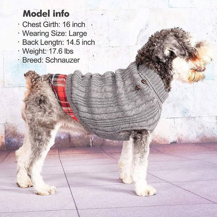 Kyeese Gray Dog Sweater 2XL * Cozy Knitted Attire with Leash Hole