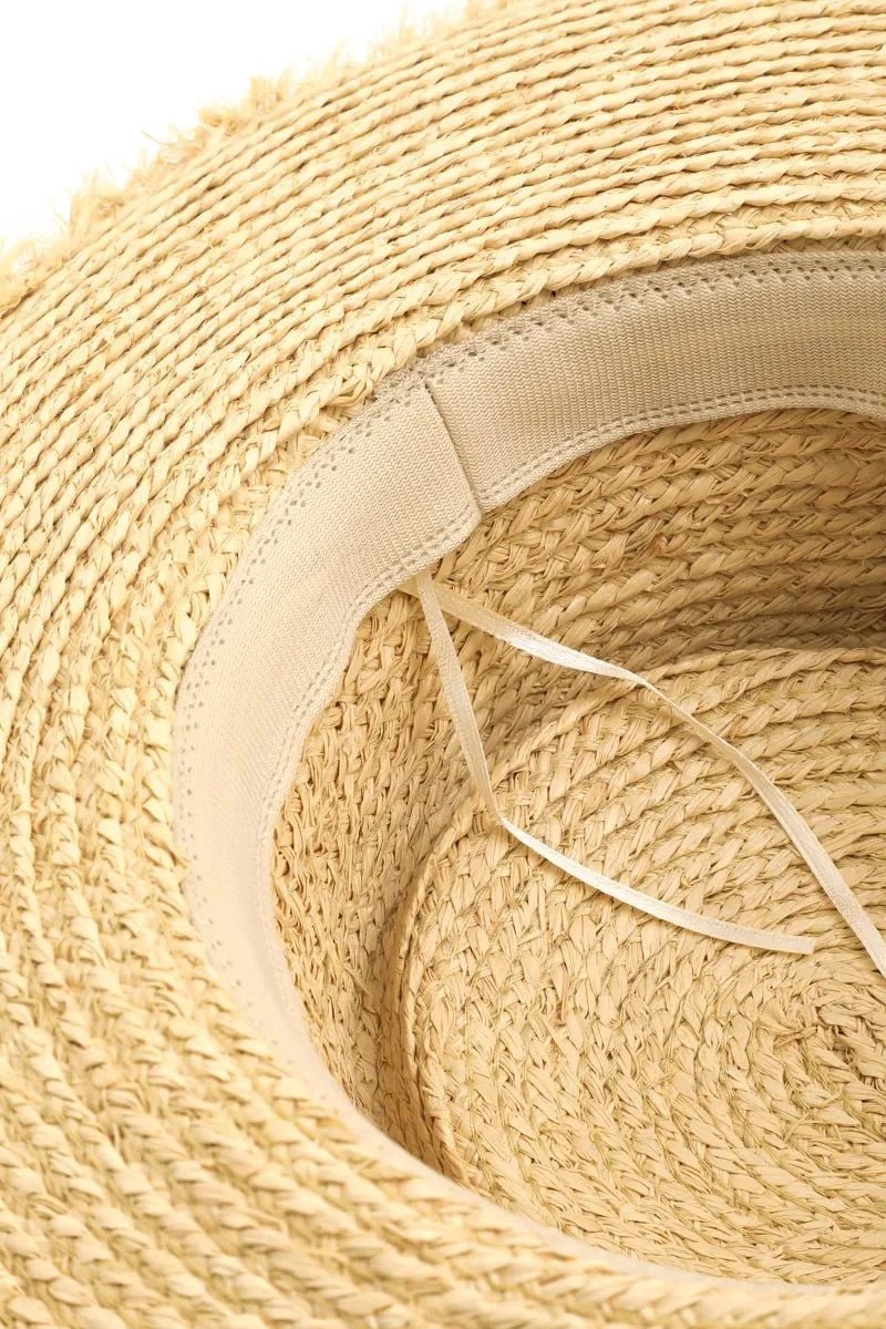 Fame Cutout Woven Straw Sun Hat – Breathable Wide Brim Beach & Resort Wear - Triniskies