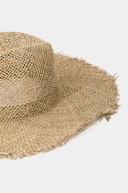 Fame Fringe Edge Wide Brim Straw Fedora – Boho Beach Sun Hat - Triniskies