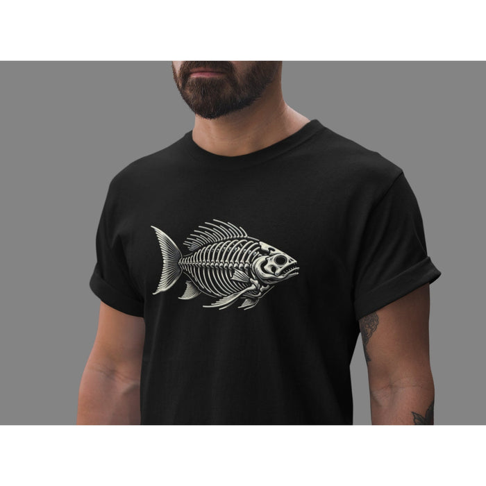 Fishing Skeleton Unisex T-Shirt Born To Fish Forced To Work Mens Tshirt Fathers Day gift bass Birthday gifts for dad husband daddy grandpa