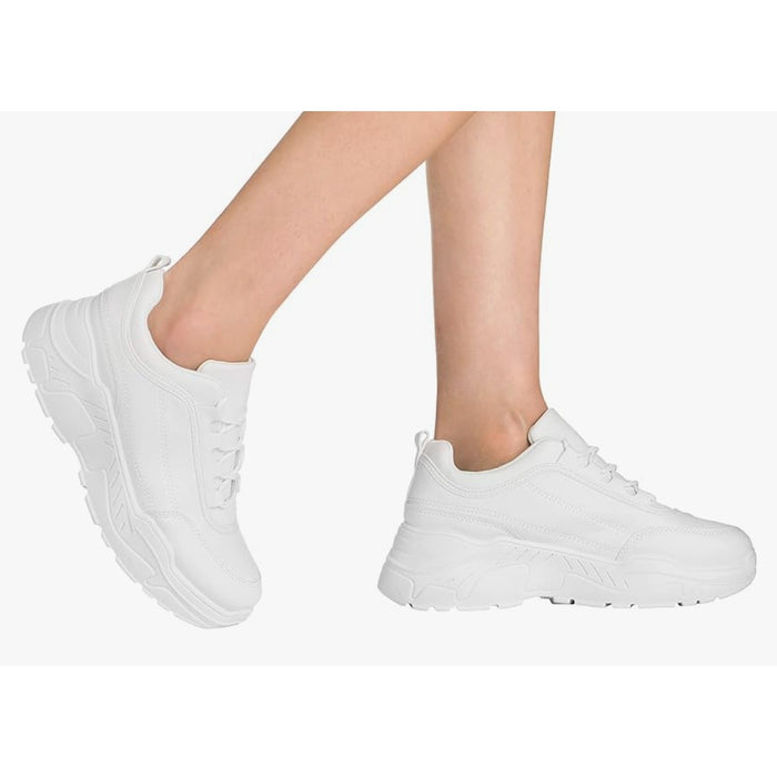 ILLUDE Women's Platform Lace-Up Sneaker , Size 7