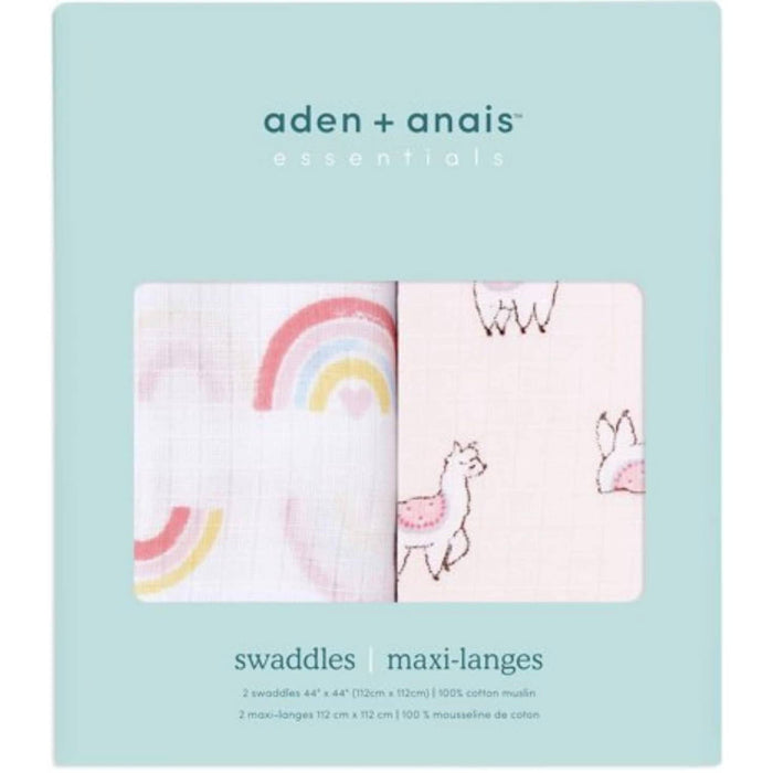 aden + anais Essentials Muslin Swaddle Blankets, 100% Cotton, 2 Pack
