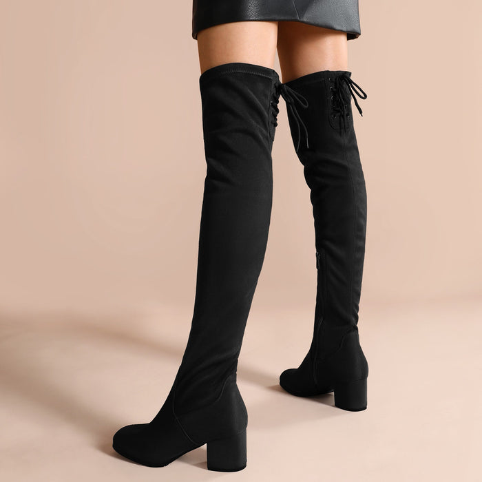 Dream Pairs Laurence Chunky Heel Thigh High Boots - SZ 9.5 Womens Shoes