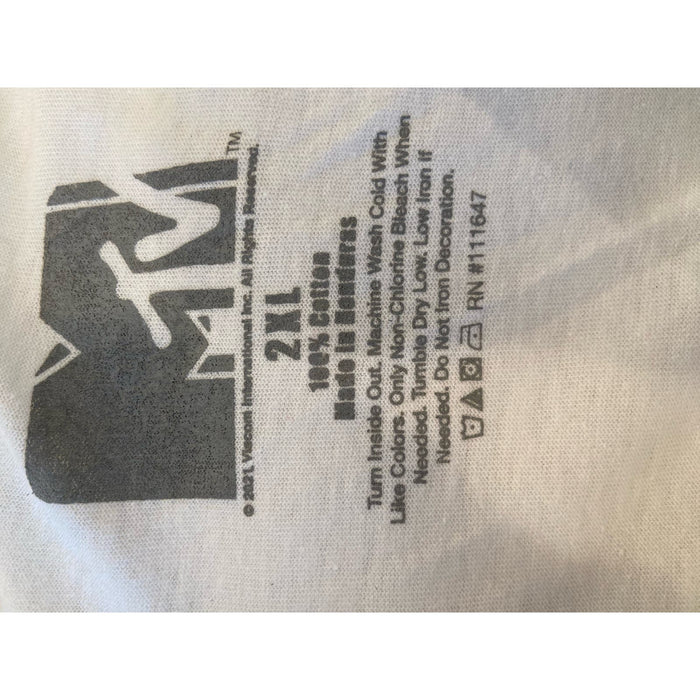 MTV Rainbow Tie Dye Spiral Logo T-Shirt - White, Size 2XL * MTS02