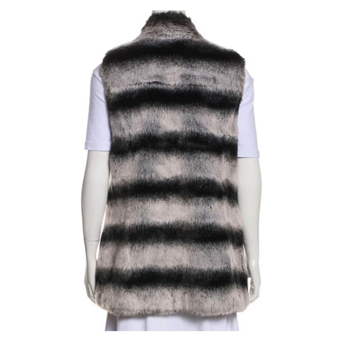 Rachel Zoe Faux Fur Striped Vest - Size Large - Vintage Inspired WC30