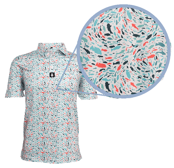 Fish ‘n’ Chips Performance Polo – Moisture - Wicking, UPF 50+, 4 - Way Stretch - Triniskies