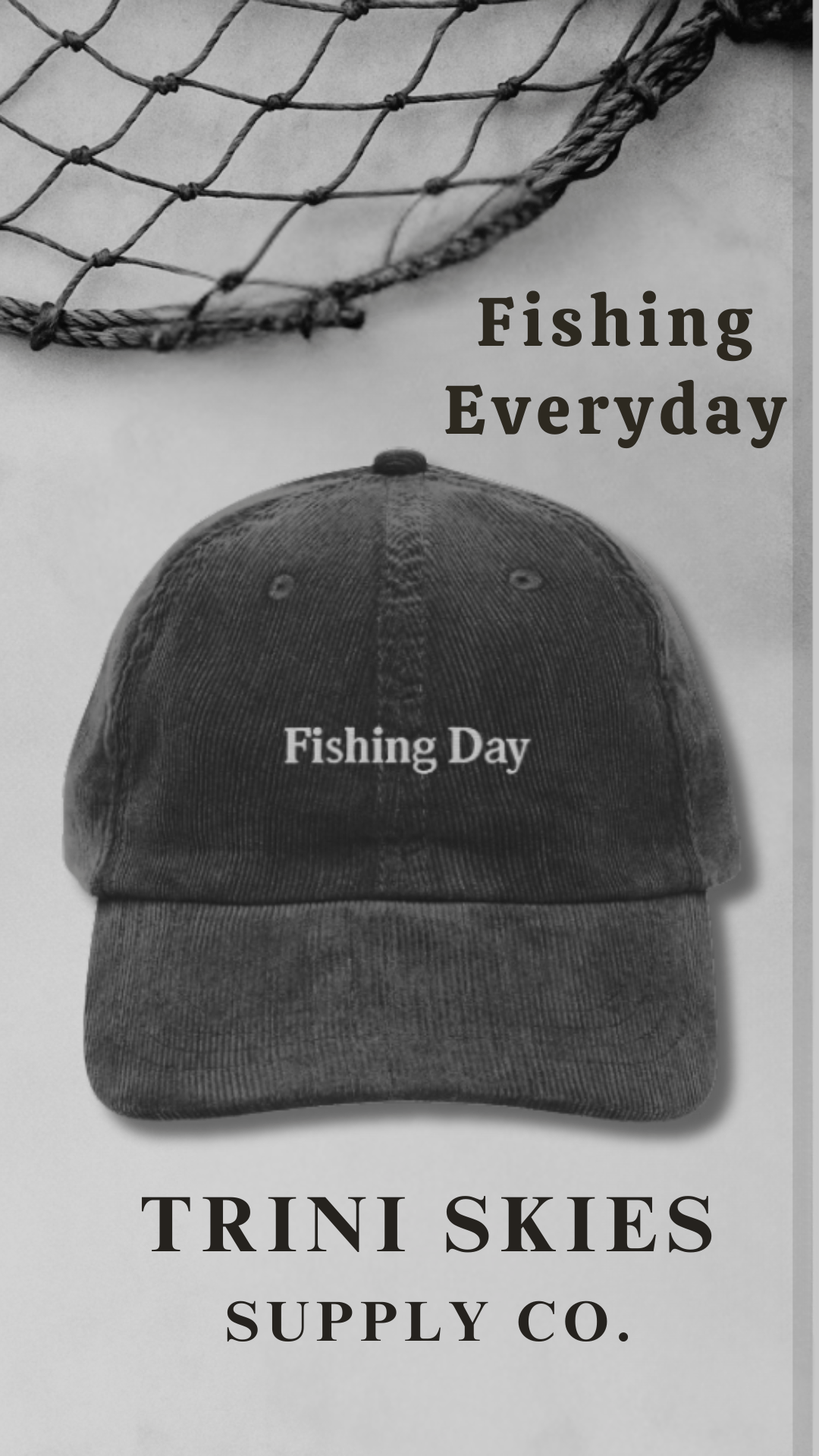 Fishing Day Corduroy Hat – Vintage Embroidered Fishing Cap | Trini Skies Supply Co. - Triniskies