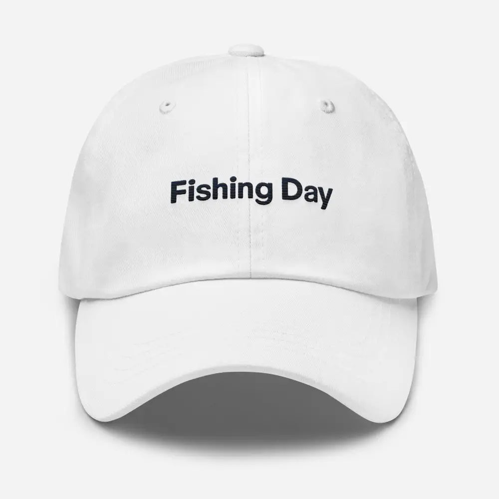 White Trini Skies Fishing Day Dad embroidered hat