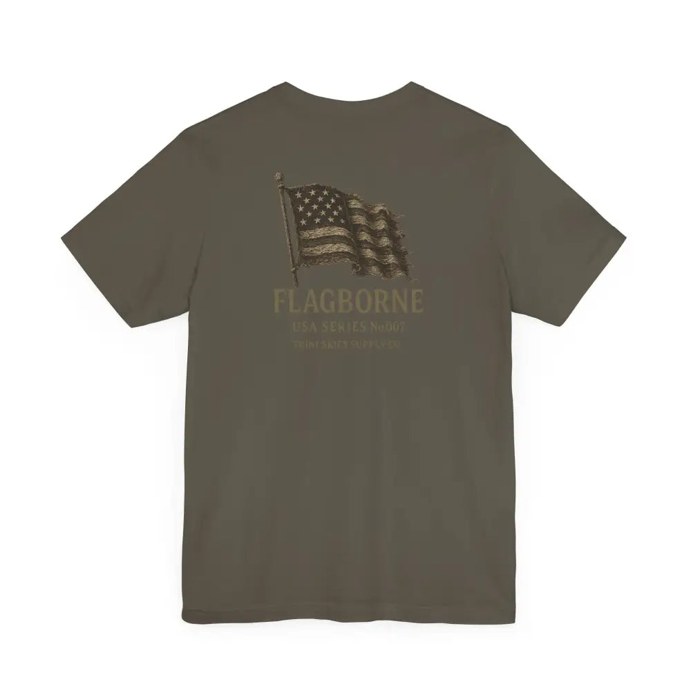 Olive green Trini Skies Supply American flag tee