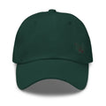 Dark green flower vine embroidered dad hat with subtle floral design