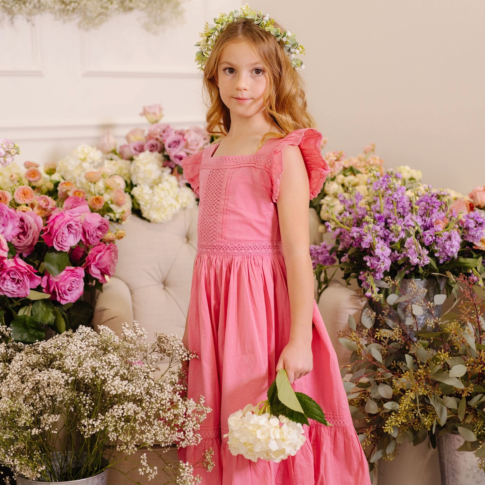 Flutter Sleeve Organic Maxi Dress – Baby | Tiered Cotton Boutique Dress - Triniskies