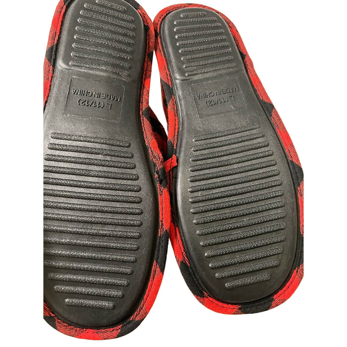 Foco 11-12 / Red-Black FOCO Men's NCAA Sherpa Lined Buffalo Check Memory Foam Slippers L 11/12