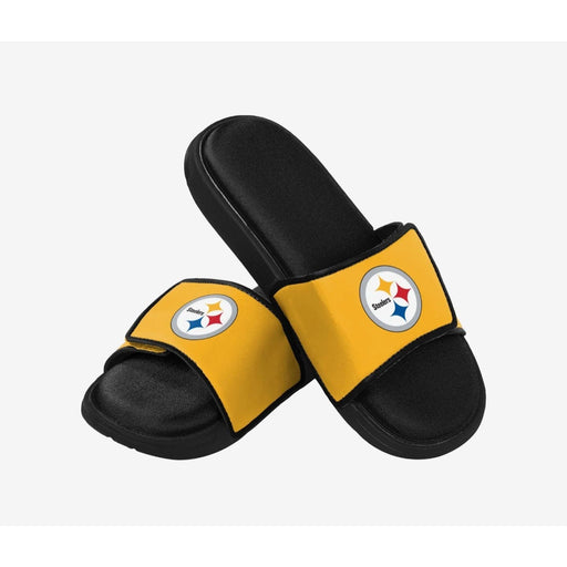 FOCO 7-8 / Black/Yellow / Foam/Rubber "FOCO Pittsburgh Steelers Foam Sport Slide, Size 7/8, Comfortable Footwear"