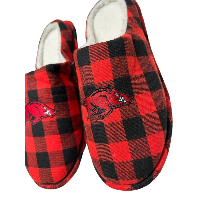 Foco 9-10 / Red-Black FOCO Men's NCAA Sherpa Lined Buffalo Check Memory Foam Slippers M 9/10