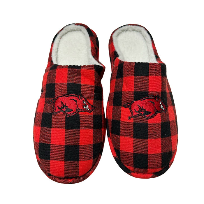 Foco 9-10 / Red-Black FOCO Men's NCAA Sherpa Lined Buffalo Check Memory Foam Slippers M 9/10