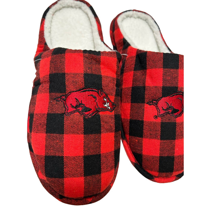 Foco 9-10 / Red-Black FOCO Men's NCAA Sherpa Lined Buffalo Check Memory Foam Slippers M 9/10