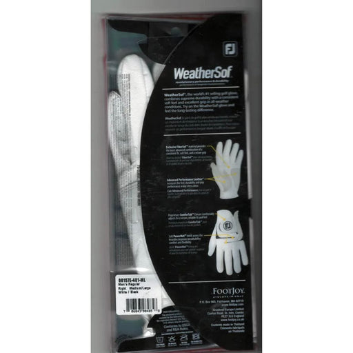 Foot joy med/large / white FootJoy Weathersof Golf Glove Men's Right Med LG * All Weather, 2 Gloves H161