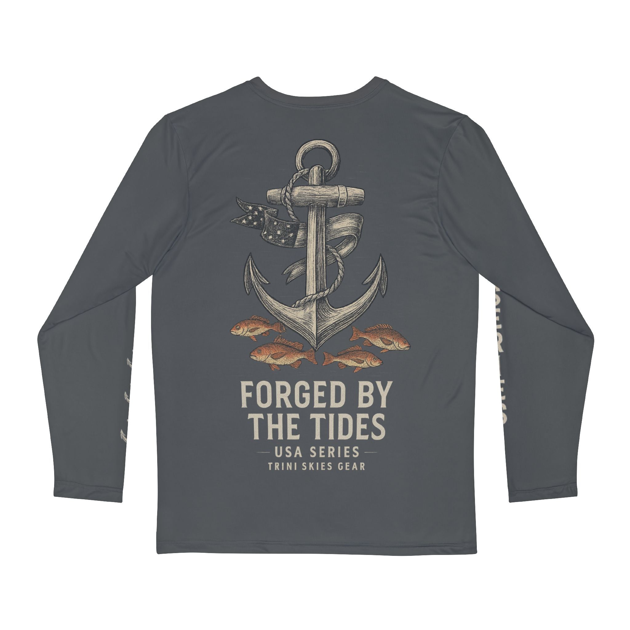 Forged by the Tides USA Series Long Sleeve Fishing Shirt Trini Skies Gear Perfect for Anglers, Coastal Vibes, Outdoor Activities - Triniskies