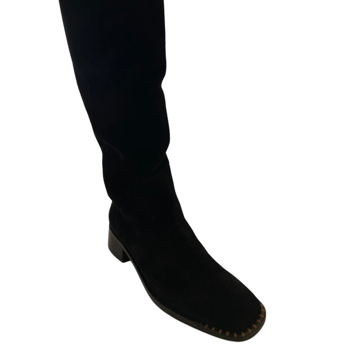 Freda Salvador 7 / Black FREDA SALVADOR Rita Black Suede Block Heel Boots Comfort, Size 7 MSRP $595"