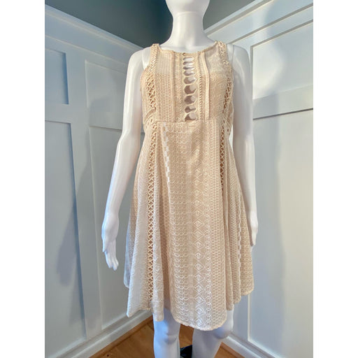 Free people 6 / Ivory Free People Wherever You Go Mini Dress Ivory* Boho Chic with Crochet Detail WD20