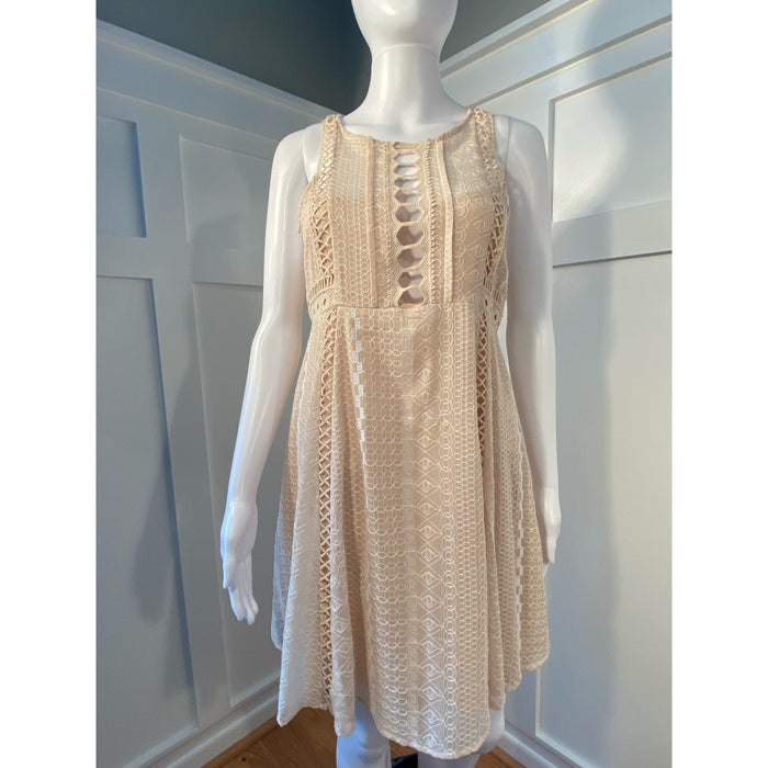 Free people 6 / Ivory Free People Wherever You Go Mini Dress Ivory* Boho Chic with Crochet Detail WD20