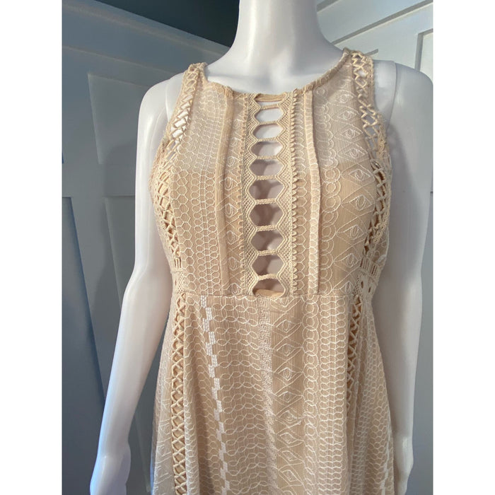 Free people 6 / Ivory Free People Wherever You Go Mini Dress Ivory* Boho Chic with Crochet Detail WD20