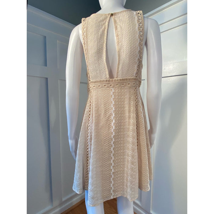 Free people 6 / Ivory Free People Wherever You Go Mini Dress Ivory* Boho Chic with Crochet Detail WD20