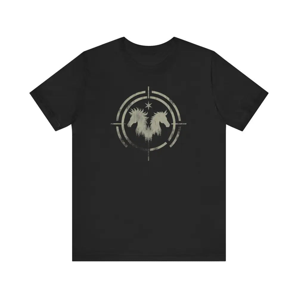 Black Untamed Horse Graphic Free Spirit Tee Jersey Short Sleeve