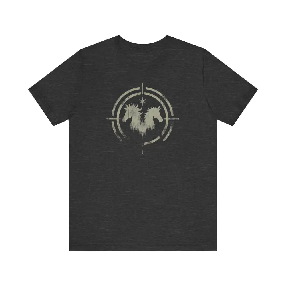 Dark gray untamed horse graphic free spirit tee, jersey short sleeve