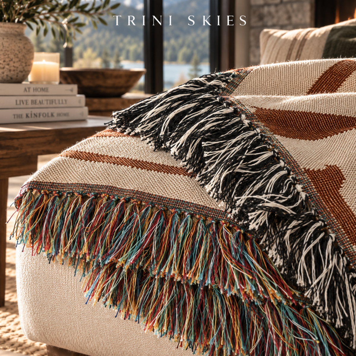 Oatmeal Woven Cotton Throw Blanket — Heirloom Confetti Fringe