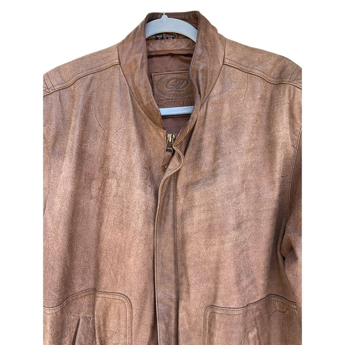 Georgetown leather Large / Brown Preowned Brown Georgetown Leather Design Bomber Jacket  * Size Large men’s 302